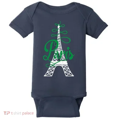 Paris Script Eiffel Tower French France Baby Bodysuit