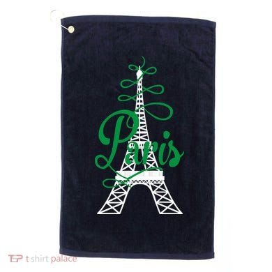 Paris Script Eiffel Tower French France Golf Towel