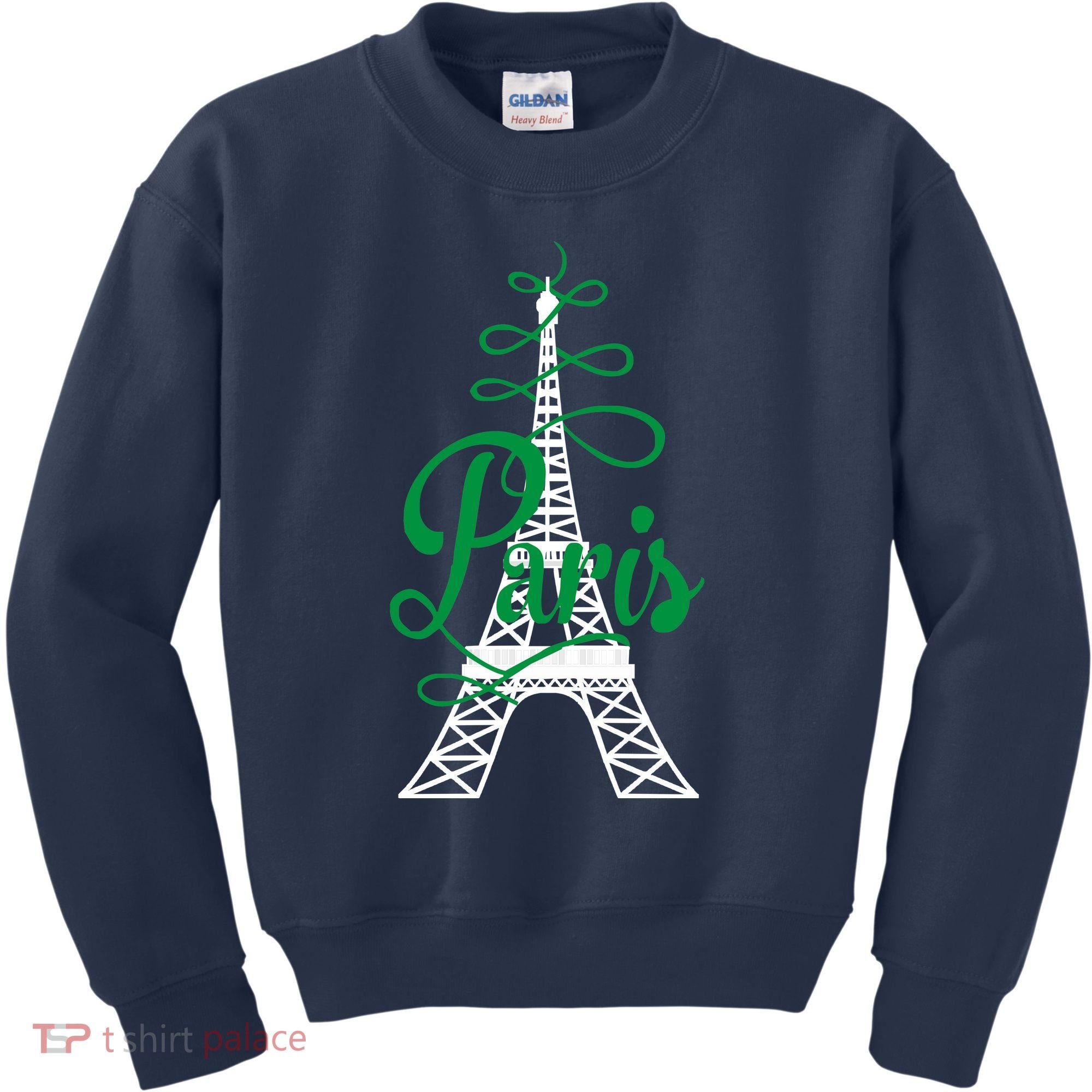 Paris Script Eiffel Tower French France Kids Sweatshirt