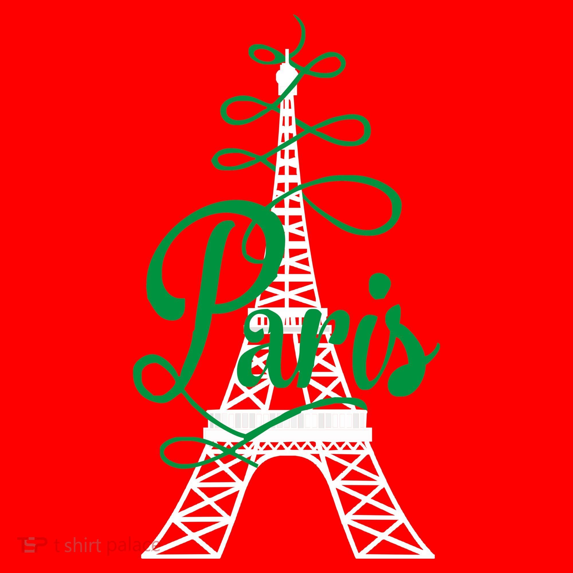 Paris Script Eiffel Tower French France Santa Hat