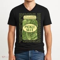 Pickle Slut Funny Pickle Slut Who Loves Pickles V-Neck T-Shirt thumb 2