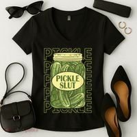 Pickle Slut Funny Pickle Slut Who Loves Pickles Women's V-Neck T-Shirt thumb 2