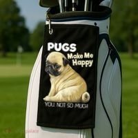 Pug Shirt Funny Tshirt Pugs Make Me Happy You Not So Much Golf Towel thumb 2