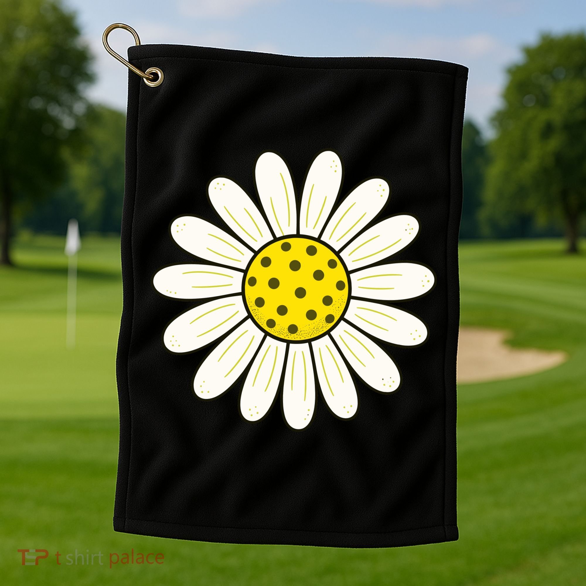 Pickleball Sun Flower Daisy Golf Towel