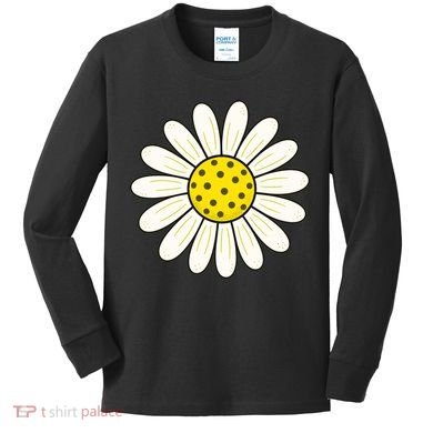Pickleball Sun Flower Daisy Kids Long Sleeve Shirt