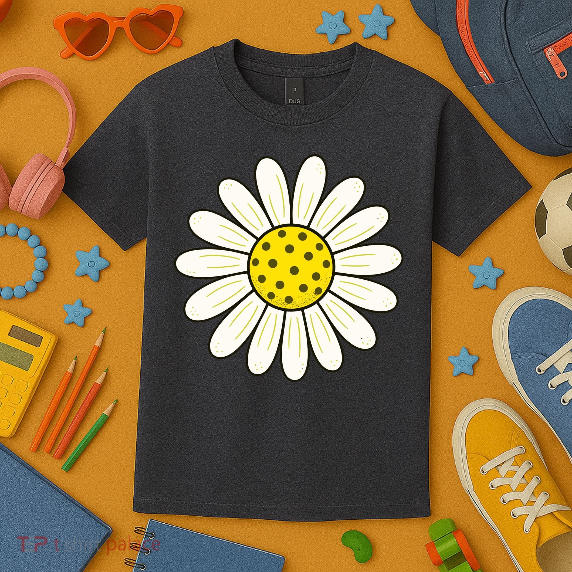 Pickleball Sun Flower Daisy Kids T-Shirt