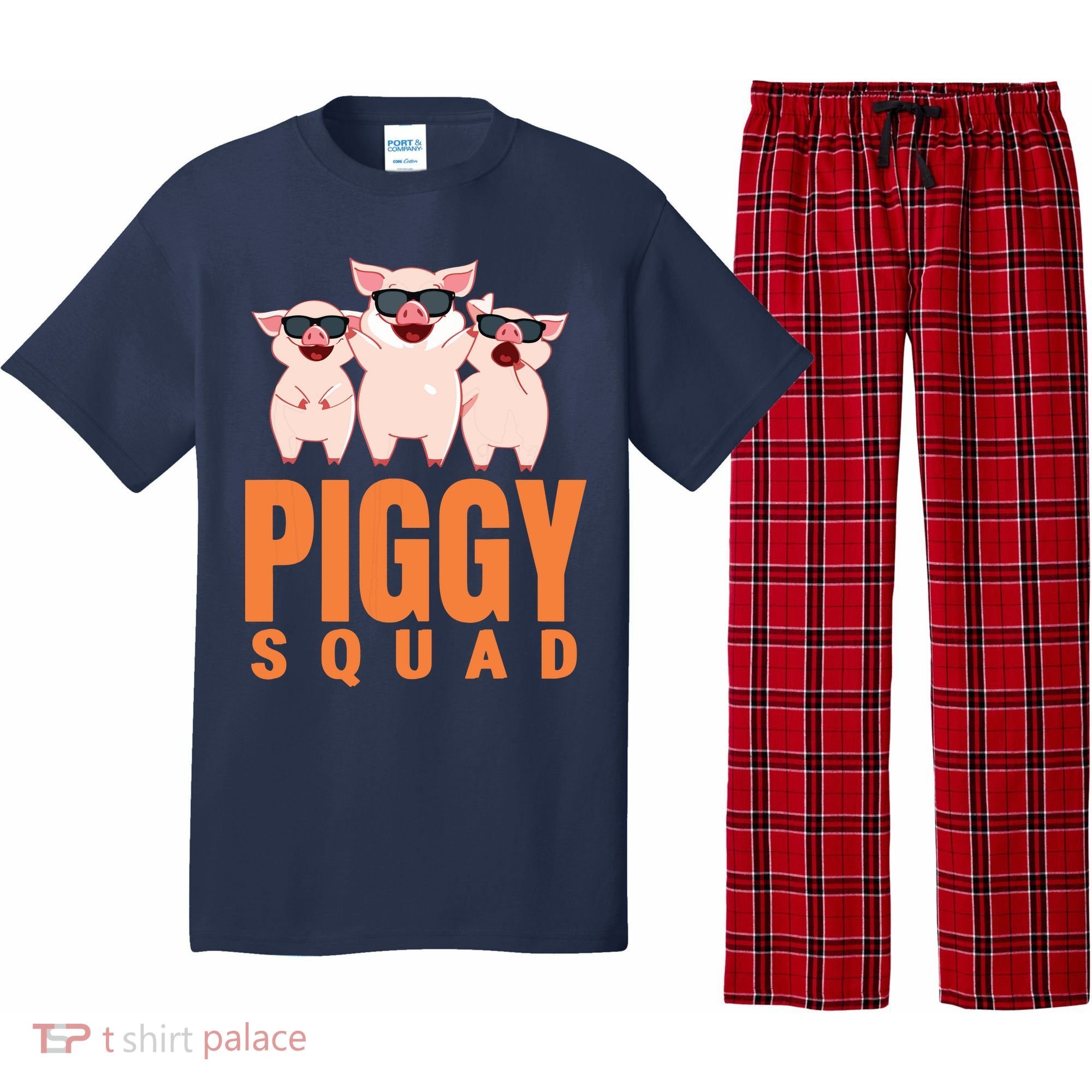 Piggy Squad Funny Pig Shirts For Boy Pajama Set