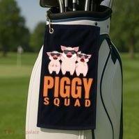 Piggy Squad Funny Pig Shirts For Boy Golf Towel thumb 2