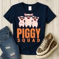 Piggy Squad Funny Pig Shirts For Boy Women's T-Shirt thumb 3