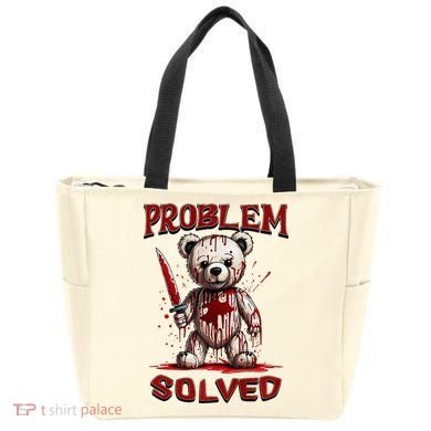 Problem Solved Funny Teddy Bear Halloween Tote Bag