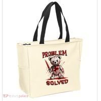 Problem Solved Funny Teddy Bear Halloween Tote Bag thumb 2