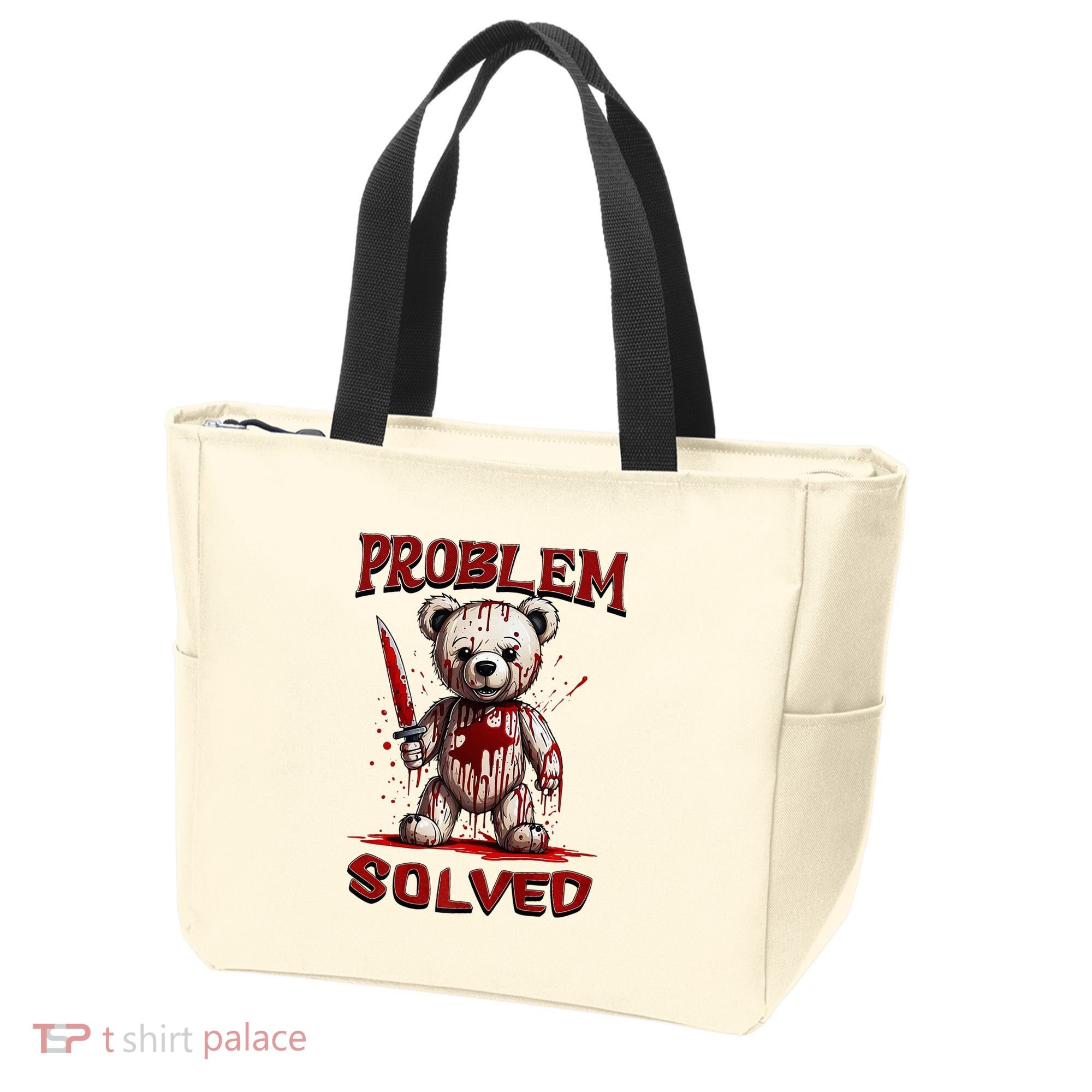 Problem Solved Funny Teddy Bear Halloween Tote Bag