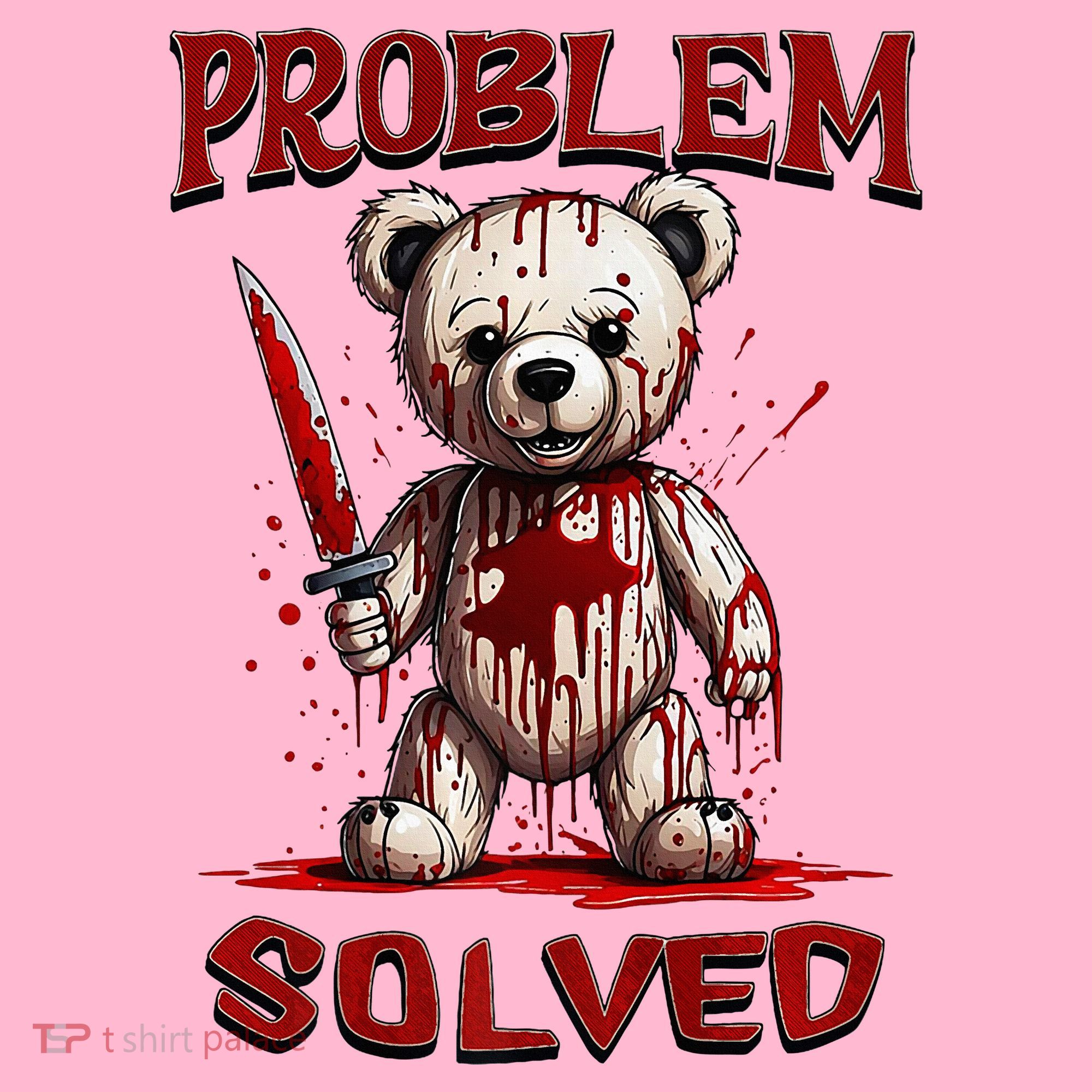 Problem Solved Funny Teddy Bear Halloween Coaster