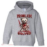 Problem Solved Funny Teddy Bear Halloween Toddler Hoodie thumb 0