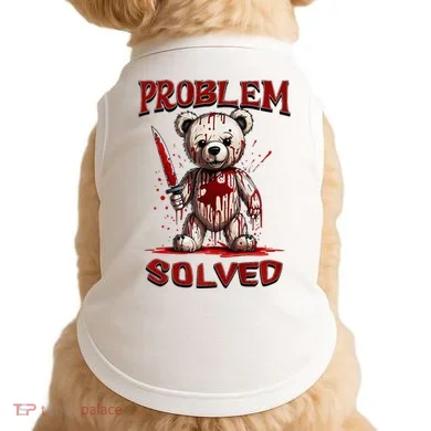 Problem Solved Funny Teddy Bear Halloween Doggie Tank