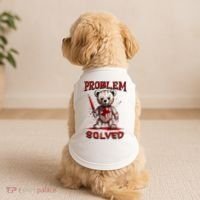Problem Solved Funny Teddy Bear Halloween Doggie Tank thumb 2