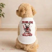 Problem Solved Funny Teddy Bear Halloween Doggie Tank thumb 2