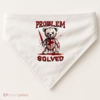 Problem Solved Funny Teddy Bear Halloween USA-Made Doggie Bandana thumb 0