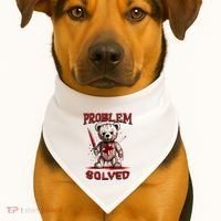 Problem Solved Funny Teddy Bear Halloween USA-Made Doggie Bandana thumb 1