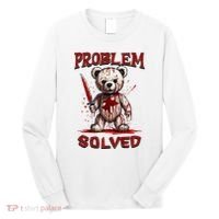Problem Solved Funny Teddy Bear Halloween Long Sleeve Shirt thumb 0