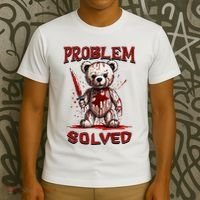 Problem Solved Funny Teddy Bear Halloween T-Shirt thumb 3