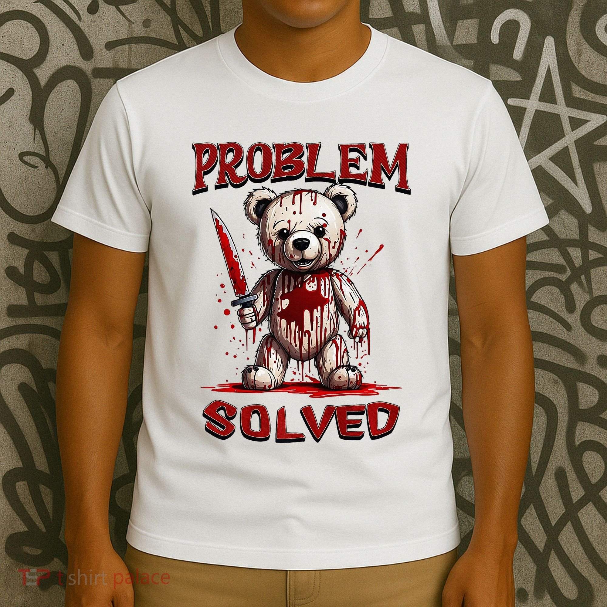 Problem Solved Funny Teddy Bear Halloween T-Shirt