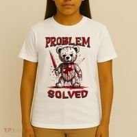 Problem Solved Funny Teddy Bear Halloween T-Shirt thumb 4