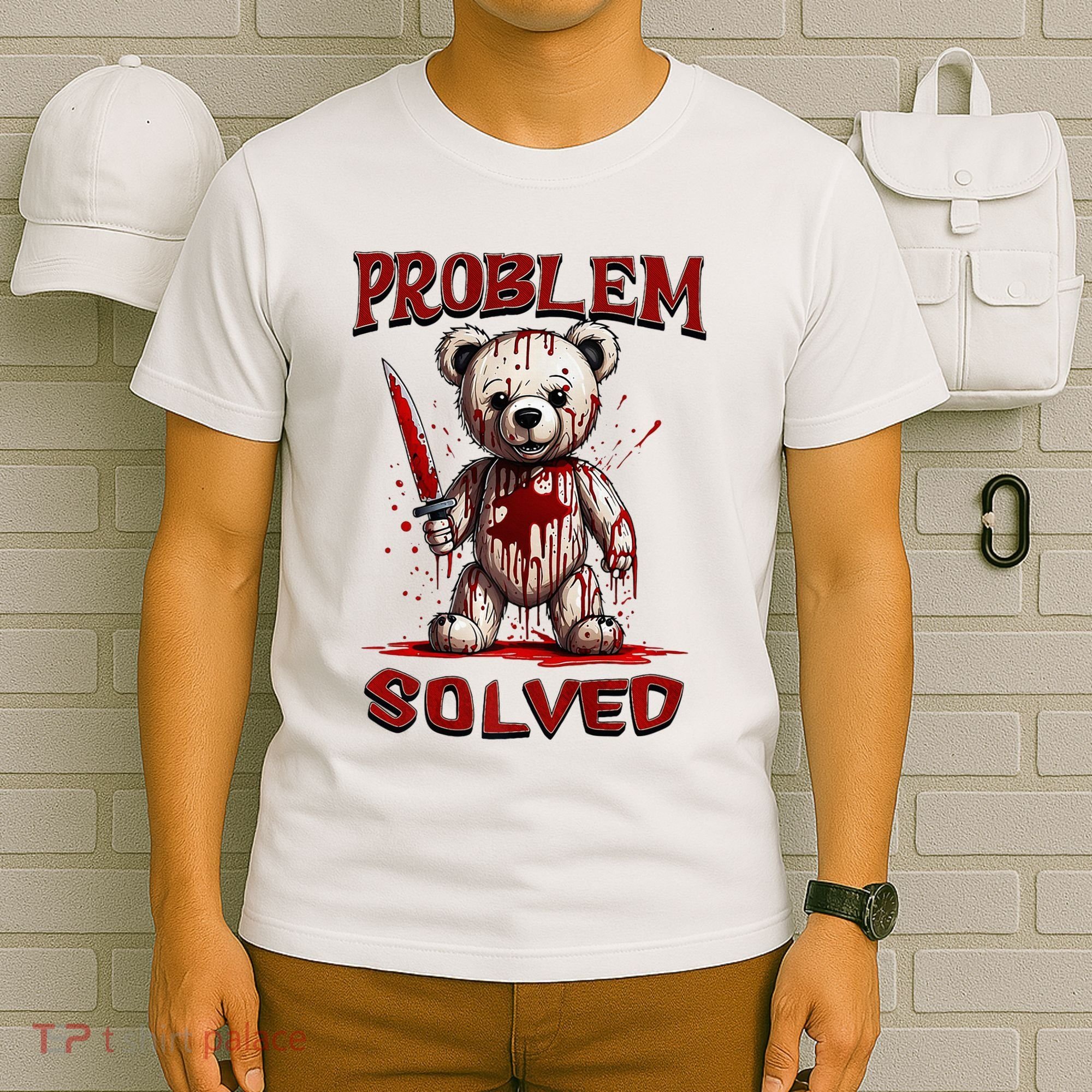 Problem Solved Funny Teddy Bear Halloween T-Shirt