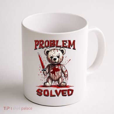 Problem Solved Funny Teddy Bear Halloween Coffee Mug back