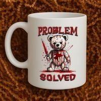 Problem Solved Funny Teddy Bear Halloween Coffee Mug thumb 2