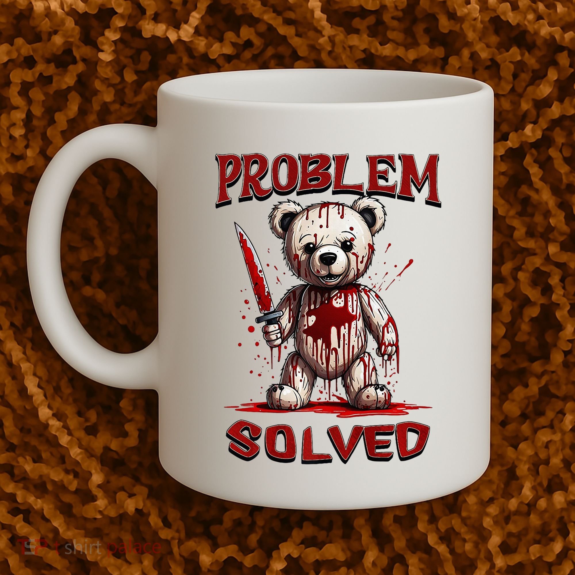 Problem Solved Funny Teddy Bear Halloween Coffee Mug