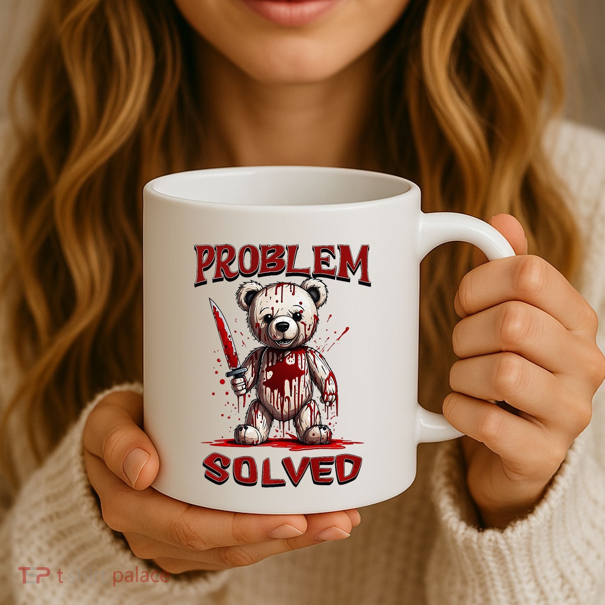 Problem Solved Funny Teddy Bear Halloween Coffee Mug