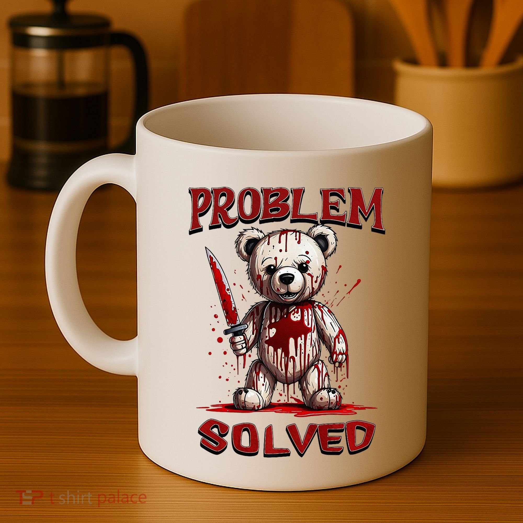 Problem Solved Funny Teddy Bear Halloween Coffee Mug