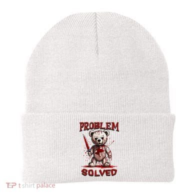 Problem Solved Funny Teddy Bear Halloween Beanie