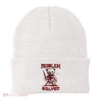 Problem Solved Funny Teddy Bear Halloween Beanie thumb 0