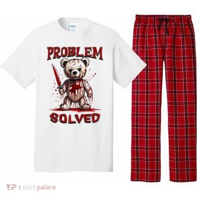 Problem Solved Funny Teddy Bear Halloween Pajama Set