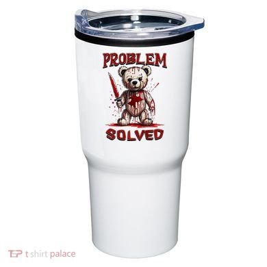 Problem Solved Funny Teddy Bear Halloween Tumbler