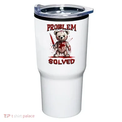 Problem Solved Funny Teddy Bear Halloween Tumbler