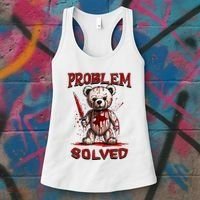 Problem Solved Funny Teddy Bear Halloween Women's Tank Top thumb 3