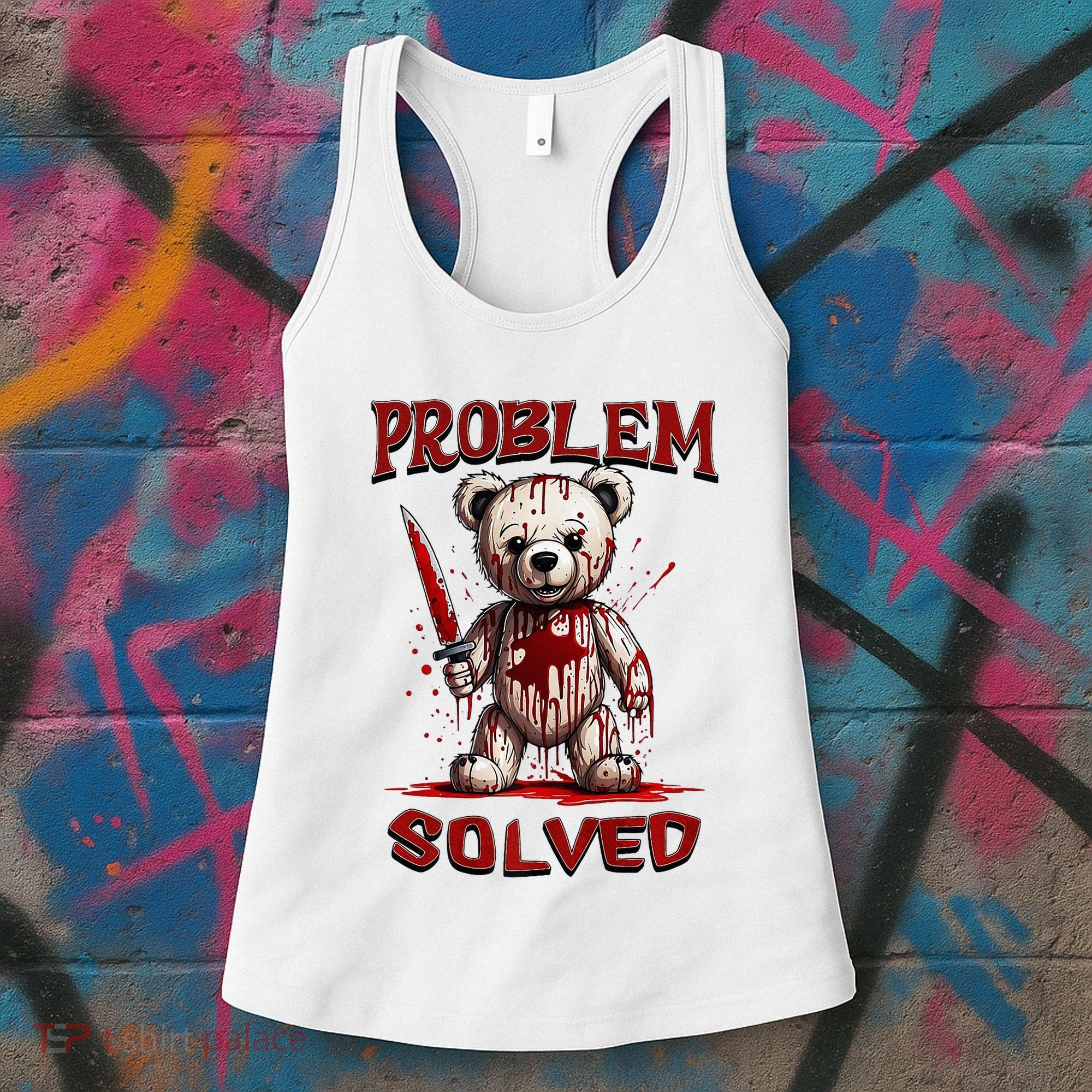 Problem Solved Funny Teddy Bear Halloween Women's Tank Top