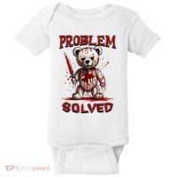 Problem Solved Funny Teddy Bear Halloween Baby Bodysuit thumb 0