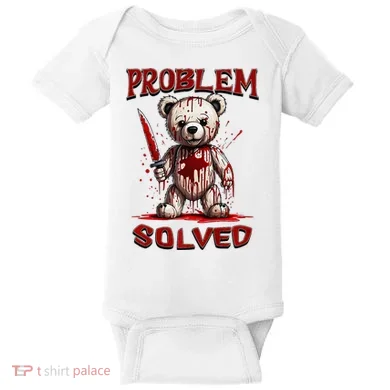 Problem Solved Funny Teddy Bear Halloween Baby Bodysuit