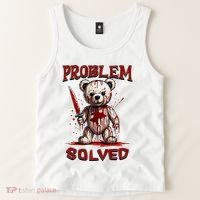 Problem Solved Funny Teddy Bear Halloween Tank Top thumb 2