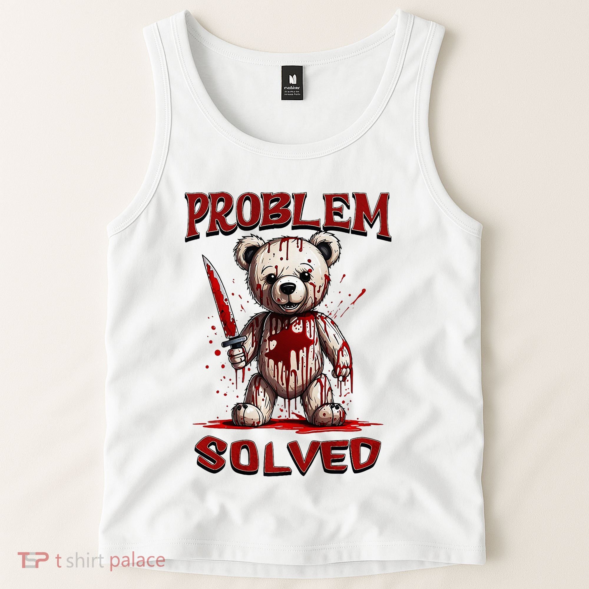 Problem Solved Funny Teddy Bear Halloween Tank Top