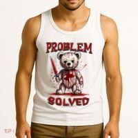 Problem Solved Funny Teddy Bear Halloween Tank Top thumb 3
