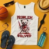 Problem Solved Funny Teddy Bear Halloween Tank Top thumb 4