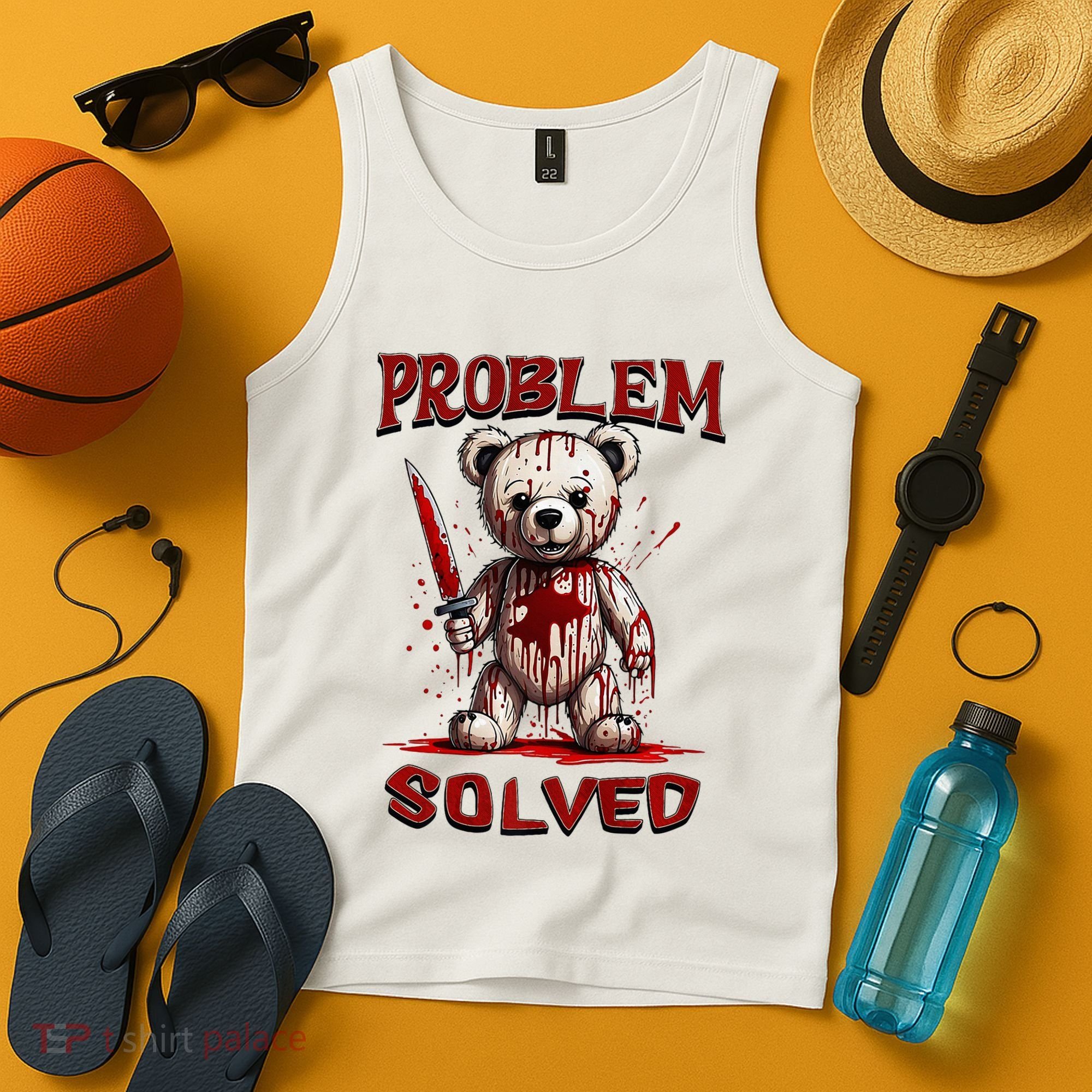 Problem Solved Funny Teddy Bear Halloween Tank Top