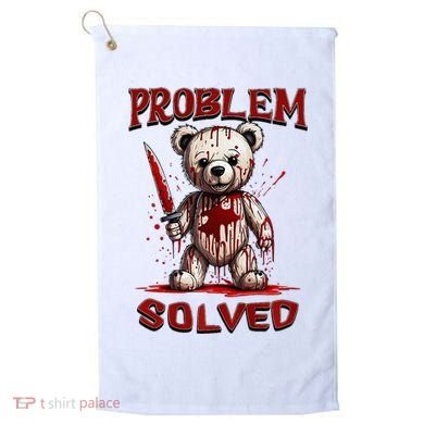 Problem Solved Funny Teddy Bear Halloween Golf Towel