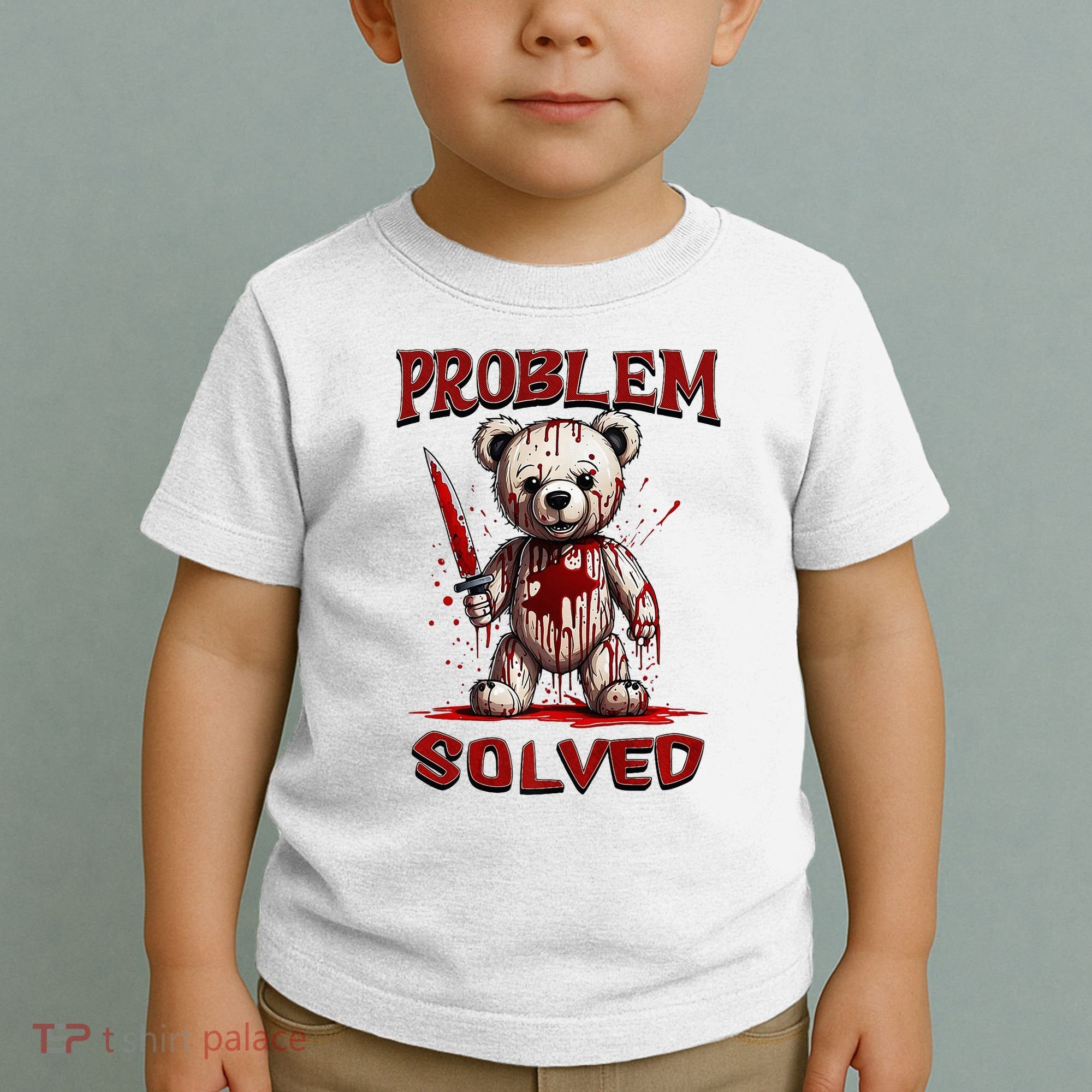 Problem Solved Funny Teddy Bear Halloween Toddler T-Shirt