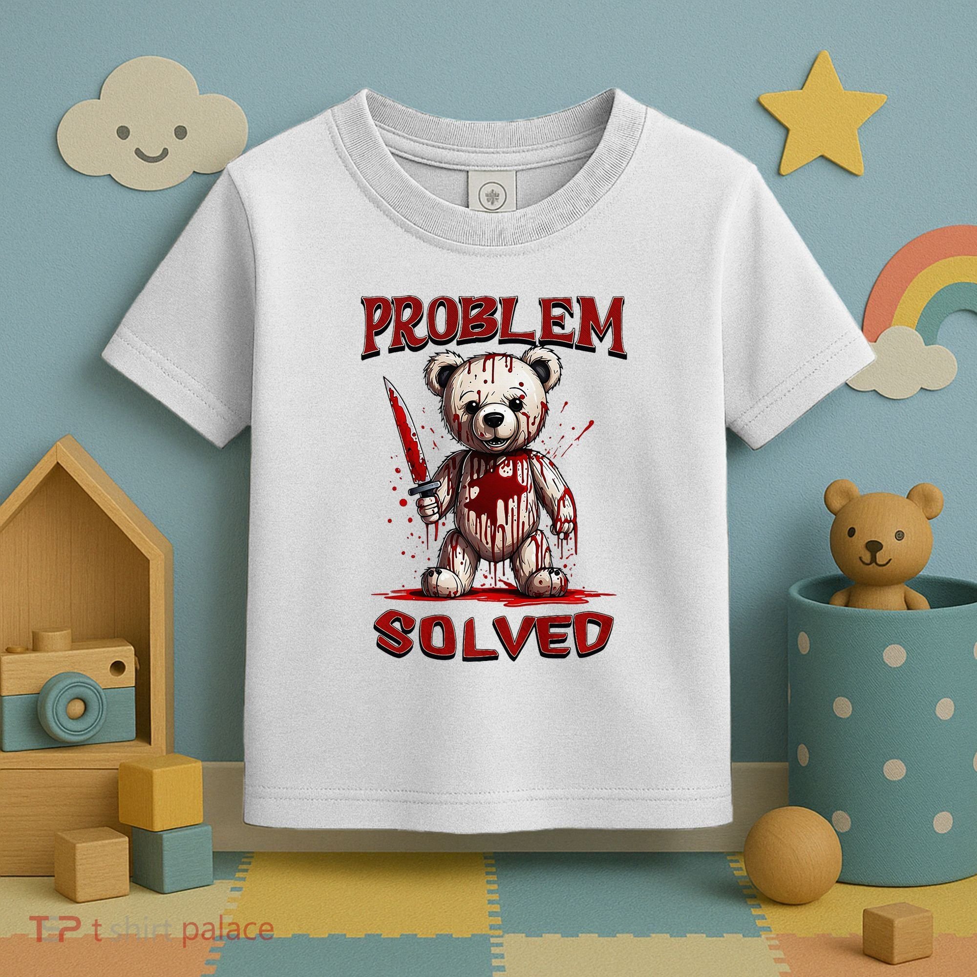 Problem Solved Funny Teddy Bear Halloween Toddler T-Shirt